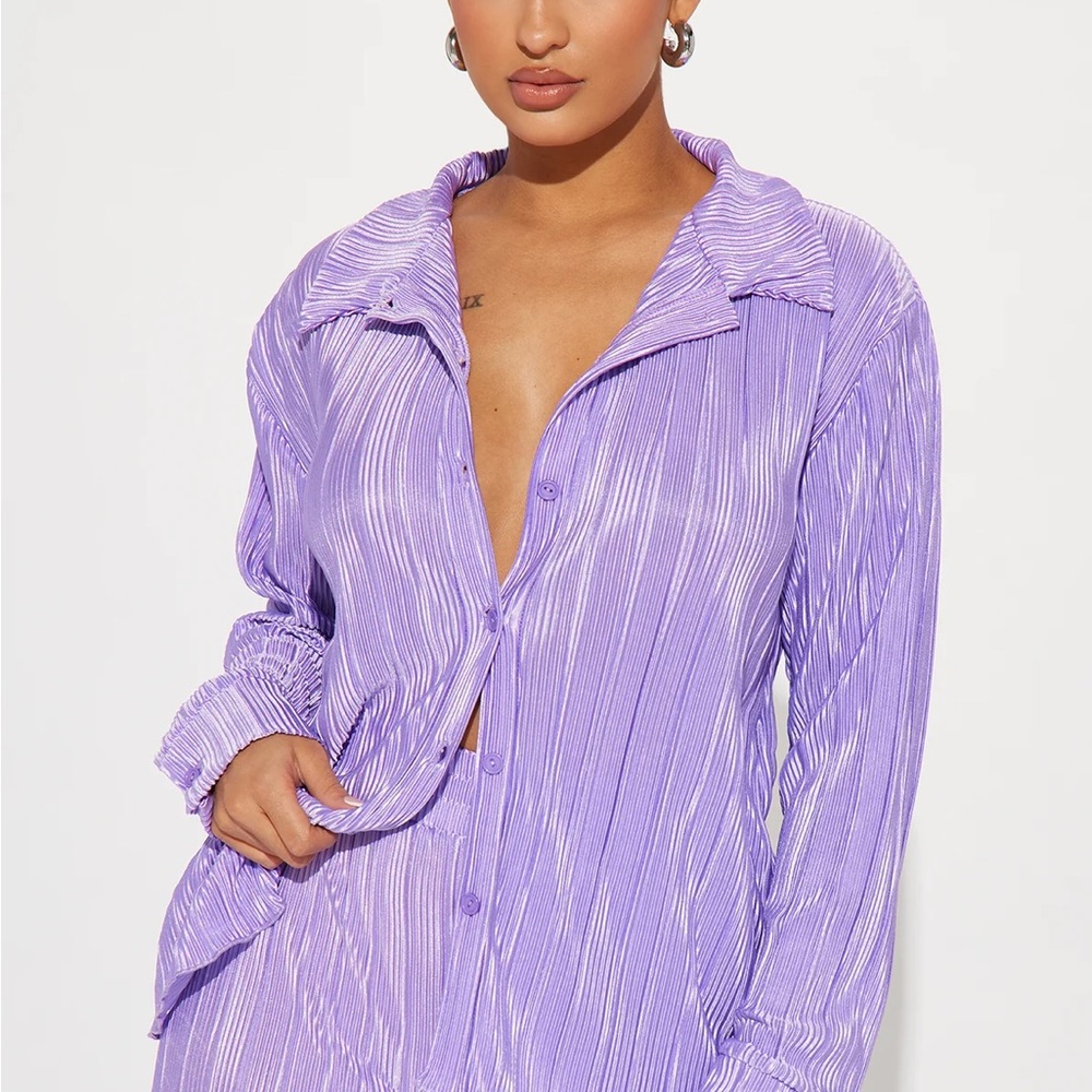 More Than Lust Plisse Pant Set - Lavender
